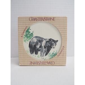 CoasterStone Set of 4 Coasters Bear Hawk Dragonfly Fruit Woodland Nature Outdoor